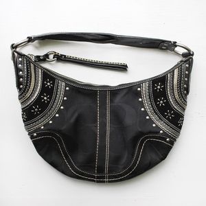 Coach Black Studded Embroidered Hobo Bag/Purse